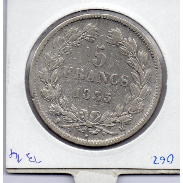 5 francs Louis Philippe 1835 M Toulouse TB, France pièce de monnaie