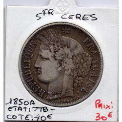 5 francs Cérès 1850 A Paris TTB-, France pièce de monnaie