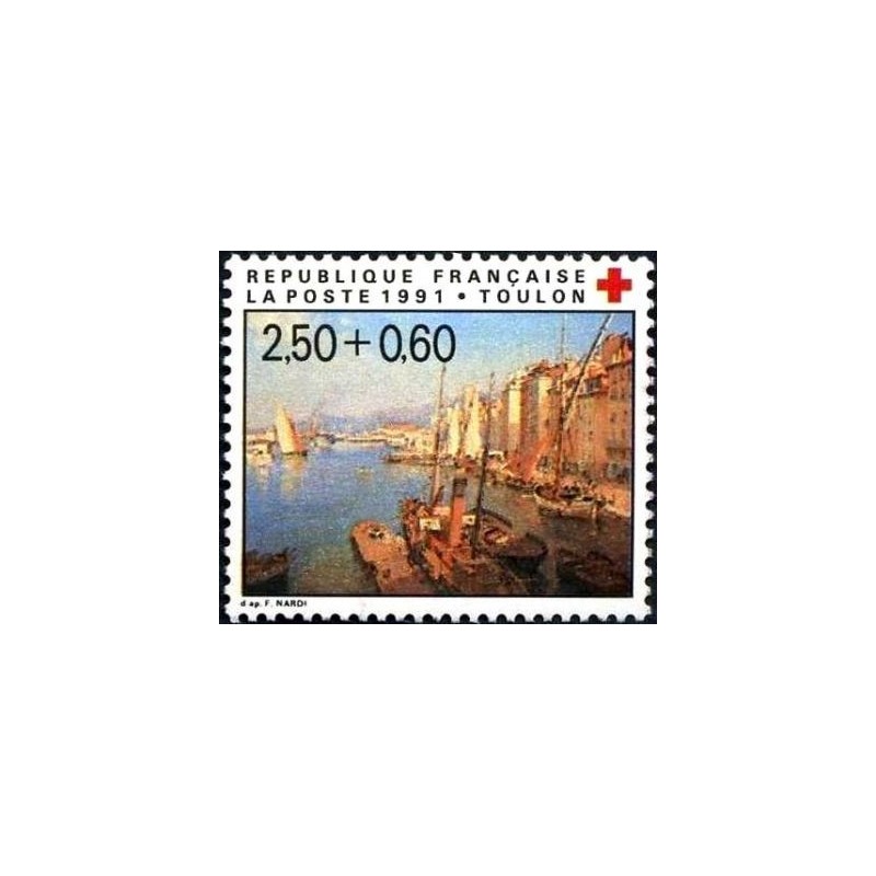 Timbre Yvert No 2733a Croix rouge, Toulon, issu du carnet