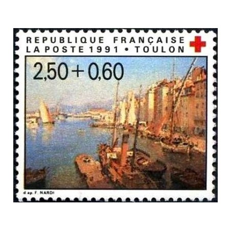 Timbre Yvert No 2733a Croix rouge, Toulon, issu du carnet