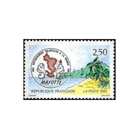 Timbre Yvert No 2735 Rattachement de Mayotte à la France, 150e anniversaire