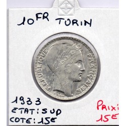 10 francs Turin Argent 1933 Sup, France pièce de monnaie