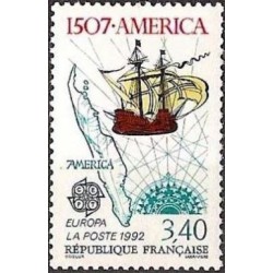 Timbre Yvert No 2756 Europa America, carte, caravelle, rose des vents