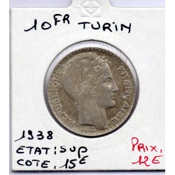 10 francs Turin Argent 1938 Sup, France pièce de monnaie