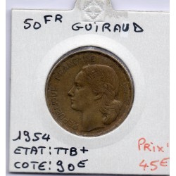 50 francs Coq Guiraud 1954 TTB+, France pièce de monnaie
