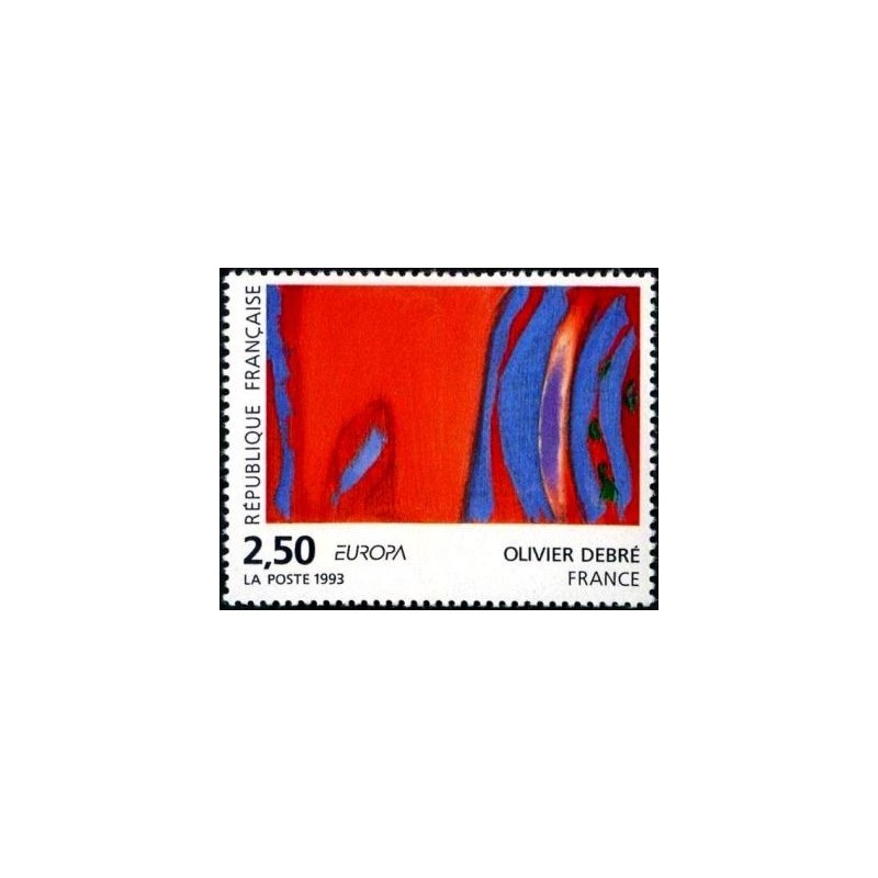 Timbre Yvert No 2797 Europa, Olivier Debré, rouge rythme bleu