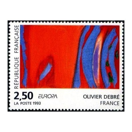 Timbre Yvert No 2797 Europa, Olivier Debré, rouge rythme bleu