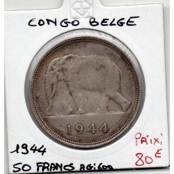 Congo Belge 50 francs 1944 TTB, KM 27 pièce de monnaie