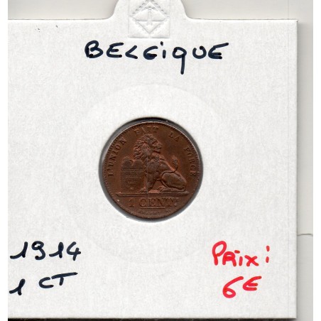 Belgique 1 centime 1914 en francais Sup+, KM 76 pièce de monnaie