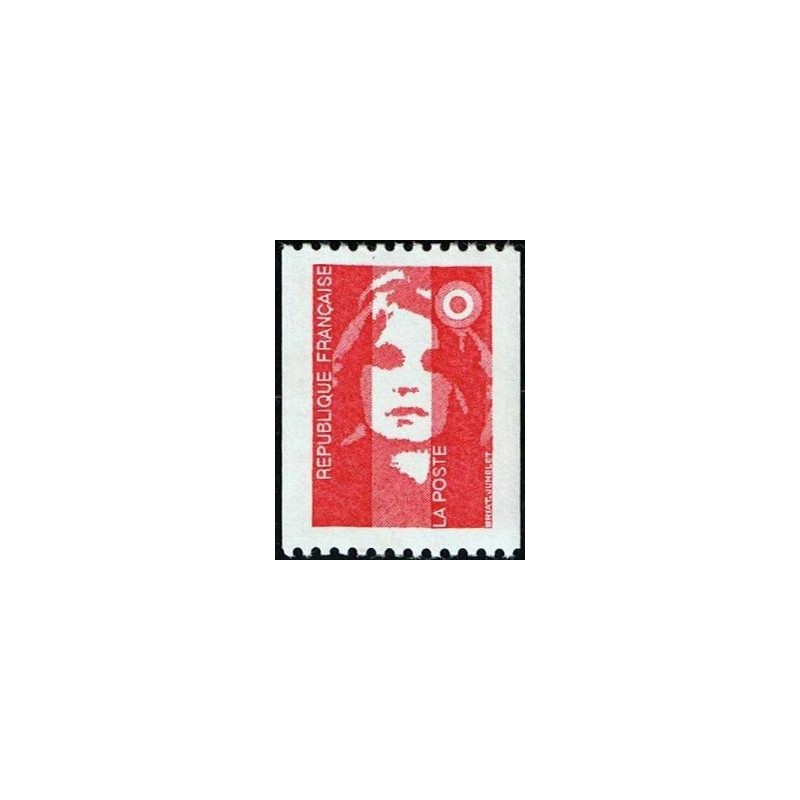 Timbre Yvert No 2819 Type Marianne du bicentenaire sans valeur rouge issu de roulette