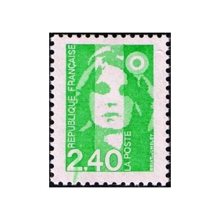 Timbre Yvert No 2820 Type Marianne du Bicentenaire, 2.40fr vert