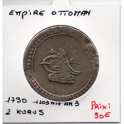 Empire Ottoman 2 Kurus 1203 AH an 3 - 1790 TB, KM 504 pièce de monnaie