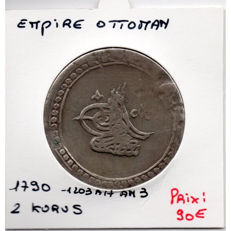 Empire Ottoman 2 Kurus 1203 AH an 3 - 1790 TB, KM 504 pièce de monnaie