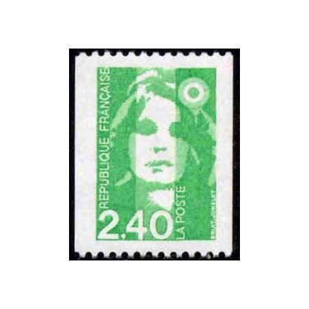 nTimbre Yvert No 2823 Type Marianne du Bicentenaire issu de roulette, 2.40fr vert
