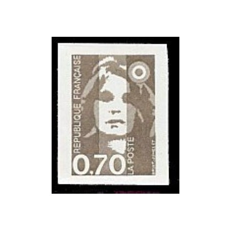ntenaTimbre Yvert No 2824 Type Marianne du Bicentenaire adhésif, issu du carnet 0.70fr brun