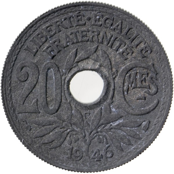 20 centimes Lindauer 1946 B Beaumont Sup, France pièce de monnaie
