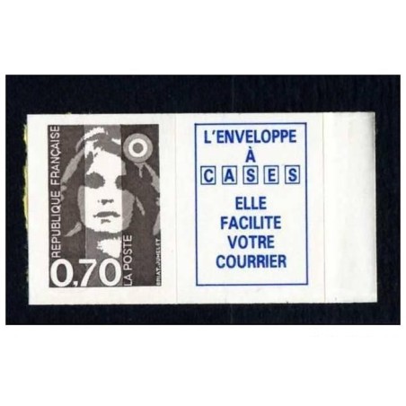 Timbre Yvert No 2824a Type Marianne du Bicentenaire adhésif avec vignette, issu du carnet 0.70fr brun