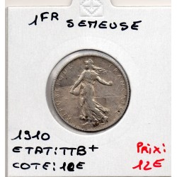 1 franc Semeuse Argent 1910 TTB+, France pièce de monnaie