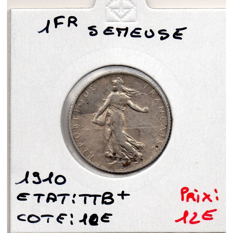 1 franc Semeuse Argent 1910 TTB+, France pièce de monnaie