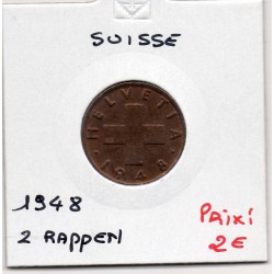 Suisse 2 rappen 1948 Sup, KM 47 pièce de monnaie