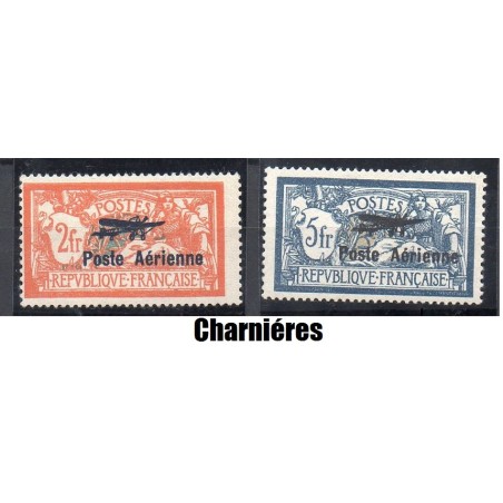 Timbres France Poste Aérienne Yvert 1-2 merson surchargé neuf * avec charnière