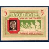 Bon de Solidarité, billet de 5 francs Petain, TTB+,  1941-1944