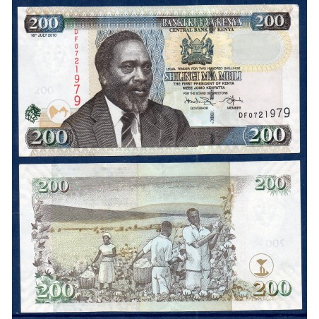Kenya Pick N°49e, TTB Billet de banque de 200 Schillings 2010