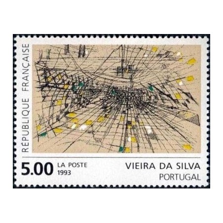 Timbre Yvert No 2835 Vierra da Silva, Gravure rehaussée