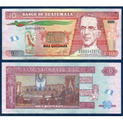 Guatemala Pick N°123Ad, Billet de banque de 10 Quetzales 2017