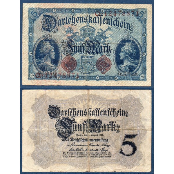 Allemagne Pick N°47c, Billet de banque de 5 Mark 1914