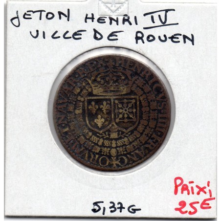 Jeton Henri IV cuivre, Ville de Rouen