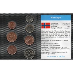 Norvège Série 7 pièces 1970-2003 FDC pièces de monnaie