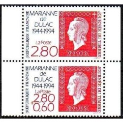 Timbre Yvert No 2864A  Journée du timbre, paire de carnet, 50 ans de la Marianne de Dulac