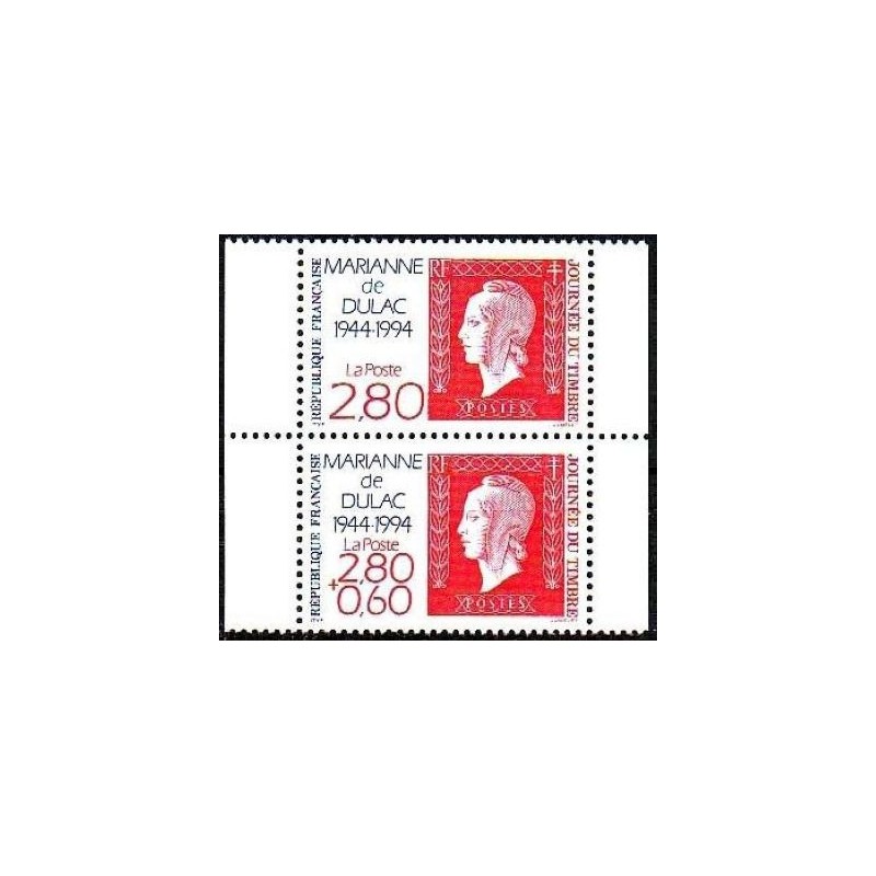 Timbre Yvert No 2864A  Journée du timbre, paire de carnet, 50 ans de la Marianne de Dulac