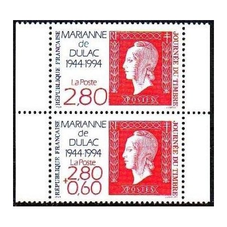 Timbre Yvert No 2864A  Journée du timbre, paire de carnet, 50 ans de la Marianne de Dulac
