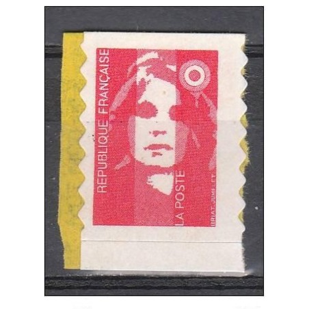 Timbre Yvert No 2874a Type II Marianne du bicentenaire adhésif sans valeur rouge, issu de carnet