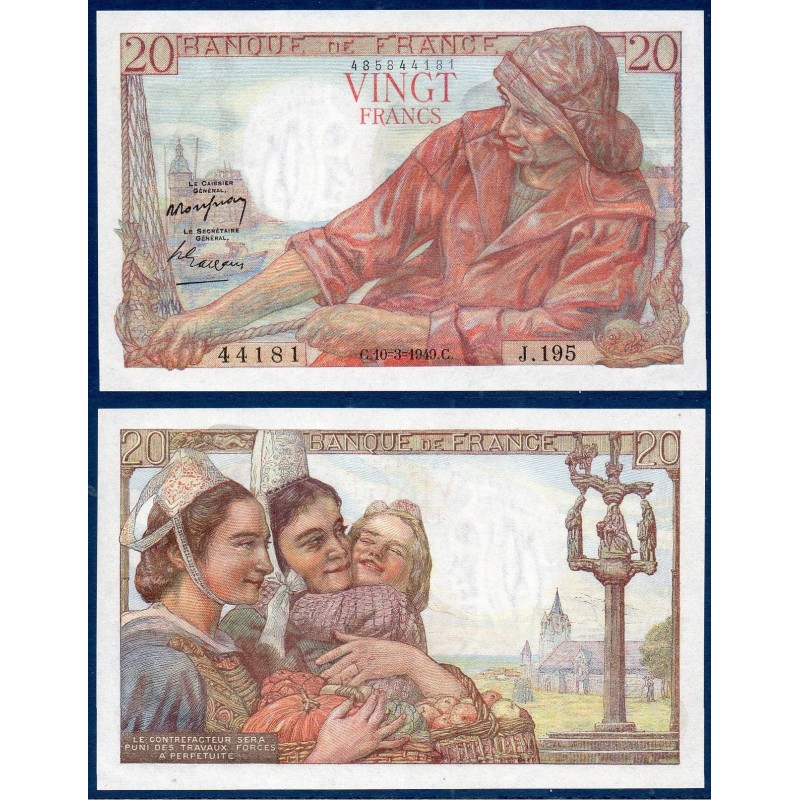 20 Francs Pêcheur neuf 10.3.1949 Billet de la banque de France