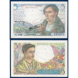 5 Francs Berger neuf  5.4.1945 Billet de la banque de France