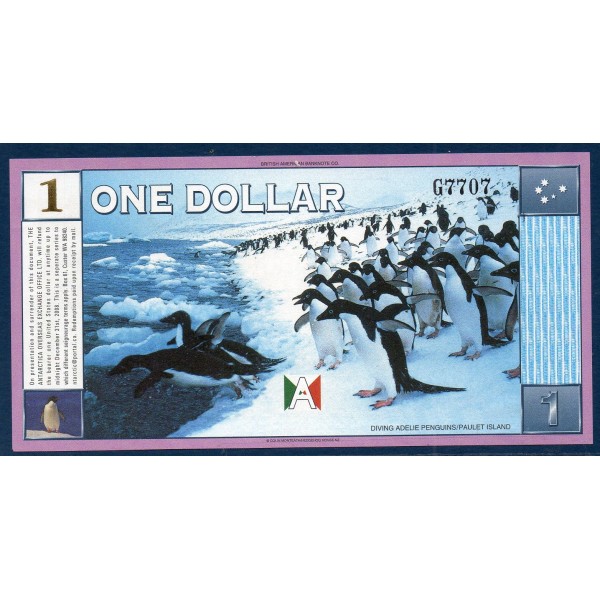 Antarctica ,Billet commémoratif de 1 dollar Banquise 1999