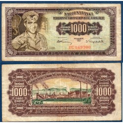 Yougoslavie Pick N°71b, Billet de banque de 1000 Dinara 1955