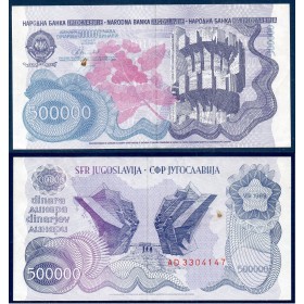 Yougoslavie Pick N°98a, TTB Billet de banque de 500000 Dinara 1989