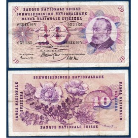 Suisse P.45j, TB Billet de 10 Francs 1965