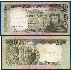 Portugal Pick N°167b, TB Billet de banque de 20 Escudos 1964
