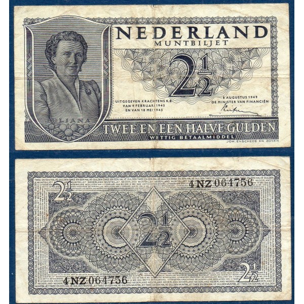 Pays Bas Pick N°73, Billet de Banque de 2 1/2 gulden 1949