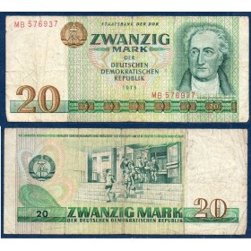Allemagne RDA Pick N°29a, Billet de banque de 20  Mark 1971