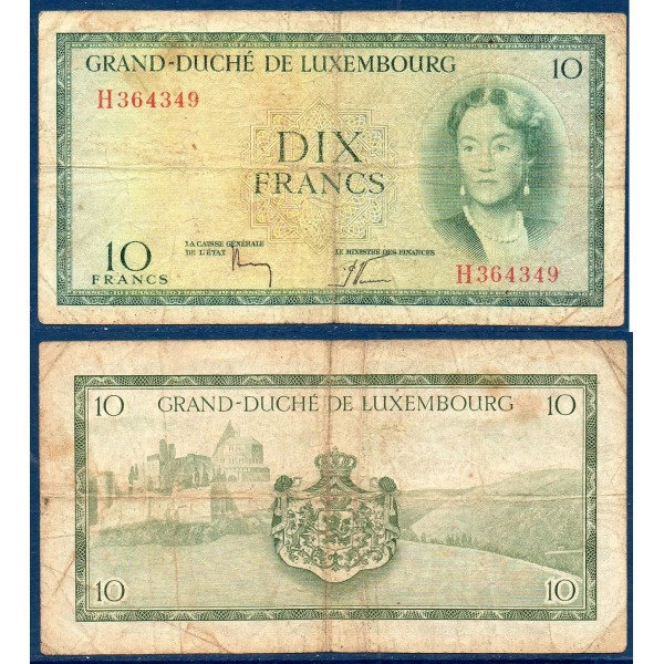 Luxembourg P.48a, TB Billet de 10 Francs 1954 duchesse
