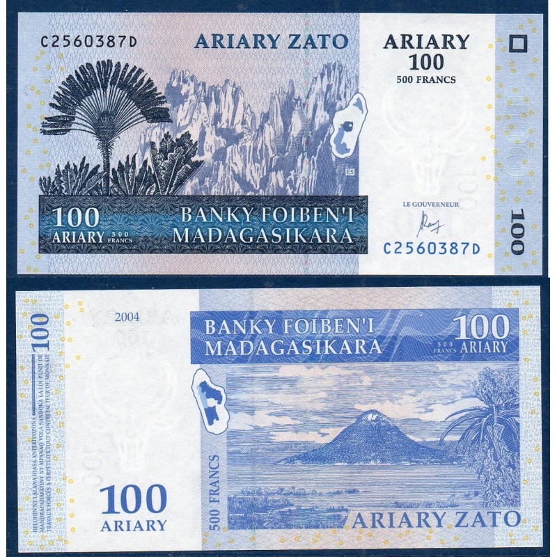 Madagascar Pick N°86c, Billet de banque de 100 Ariary : 500 Francs 2004