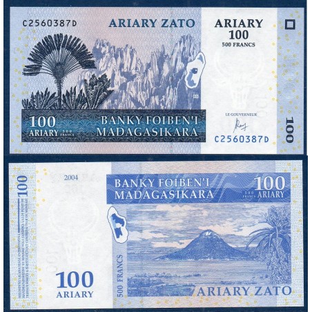 Madagascar P.86c, Neuf, Billet de 100 Ariary : 500 Francs 2004 Tsingy