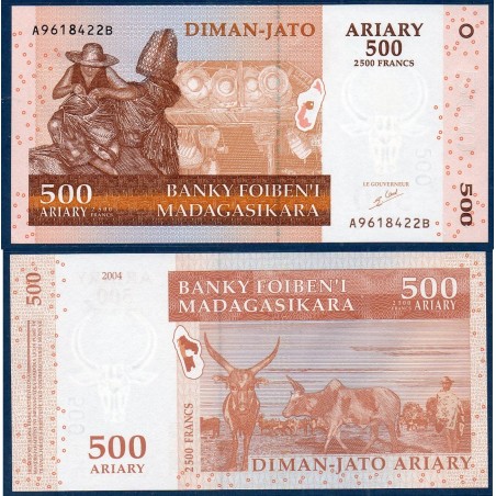 Madagascar P.88a, Neuf, Billet de 500 Ariary : 2500 Francs 2004 Vannier
