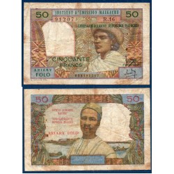 Madagascar P.61, TB-, Billet de 50 francs 1969 Café